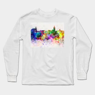 Brasov skyline in watercolor background Long Sleeve T-Shirt